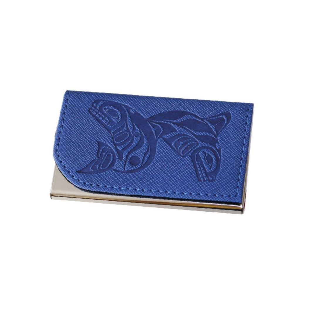 Card holder - Whales by Paul Windsor, Blue