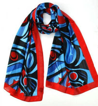 Load image into Gallery viewer, Raven Poly Satin Scarf by Bill Helin
