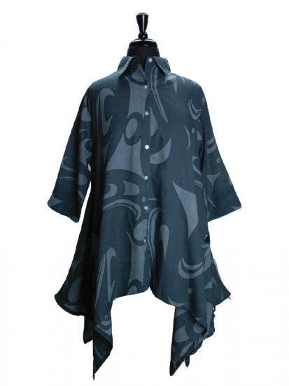 3 Eagle Cotton Button Up Swing Tunic by Corrine Hunt