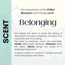 Load image into Gallery viewer, Scented Candle with 'Chilkat Mountain' by Michelle Stoney (Gitxsan and Cree Nation)
