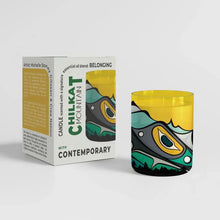 Load image into Gallery viewer, Scented Candle with 'Chilkat Mountain' by Michelle Stoney (Gitxsan and Cree Nation)
