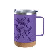 Cork Base Travel Mugs with Handle (16oz) - Hummingbird by Simone Diamond