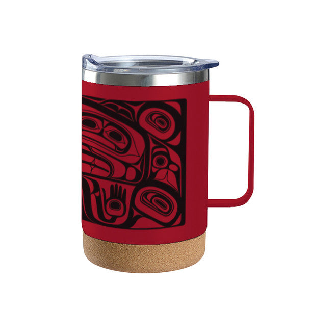 Cork Base Travel Mugs with Handle (16oz) - Treasure of Our Ancestors by Donnie Edenshaw