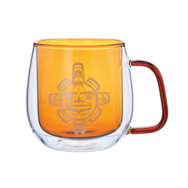 Double Walled Coloured Glass Mug - Chilkat Sun by Nahaan