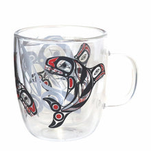 Load image into Gallery viewer, Double Walled Glass Mug- Raven Fin Killer Whale by Darrel Amos
