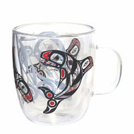 Double Walled Glass Mug- Raven Fin Killer Whale by Darrel Amos