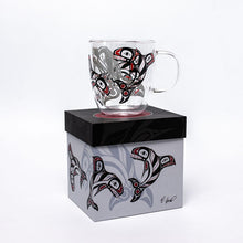 Load image into Gallery viewer, Double Walled Glass Mug- Raven Fin Killer Whale by Darrel Amos
