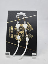 Load image into Gallery viewer, Ceramic heart/dentalium drops by Brandi Lancaster
