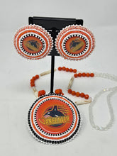 Load image into Gallery viewer, Orange Canuck bead work set by Augusta Gladstone
