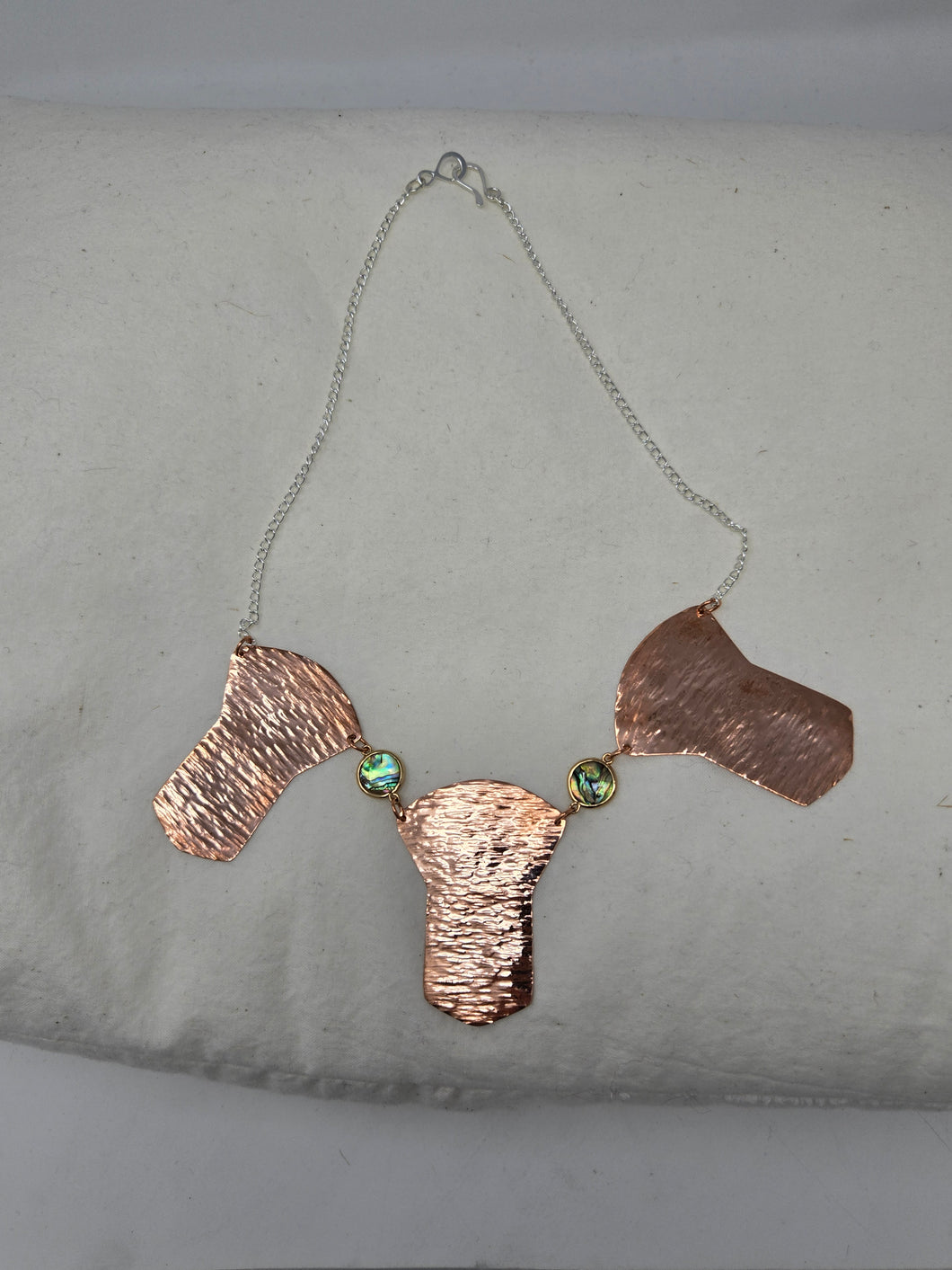 3 piece copper necklace with abalone by Val Lancaster