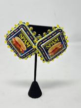 Load image into Gallery viewer, Spam earrings bead work by Augusta Gladstone
