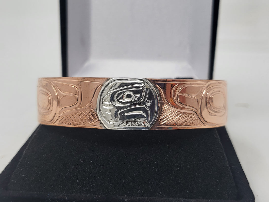 Eagle copper bracelet with silver inlay by Don Wadhams