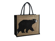 Bear Jute Tote Bag - Natural