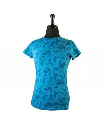 Bill Helin Hummingbird All Over Print Ladies T-Shirt - Turquoise