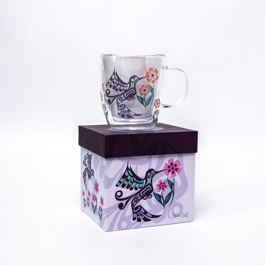 Double Walled Glass Mug- Hummingbird by Francis Dick