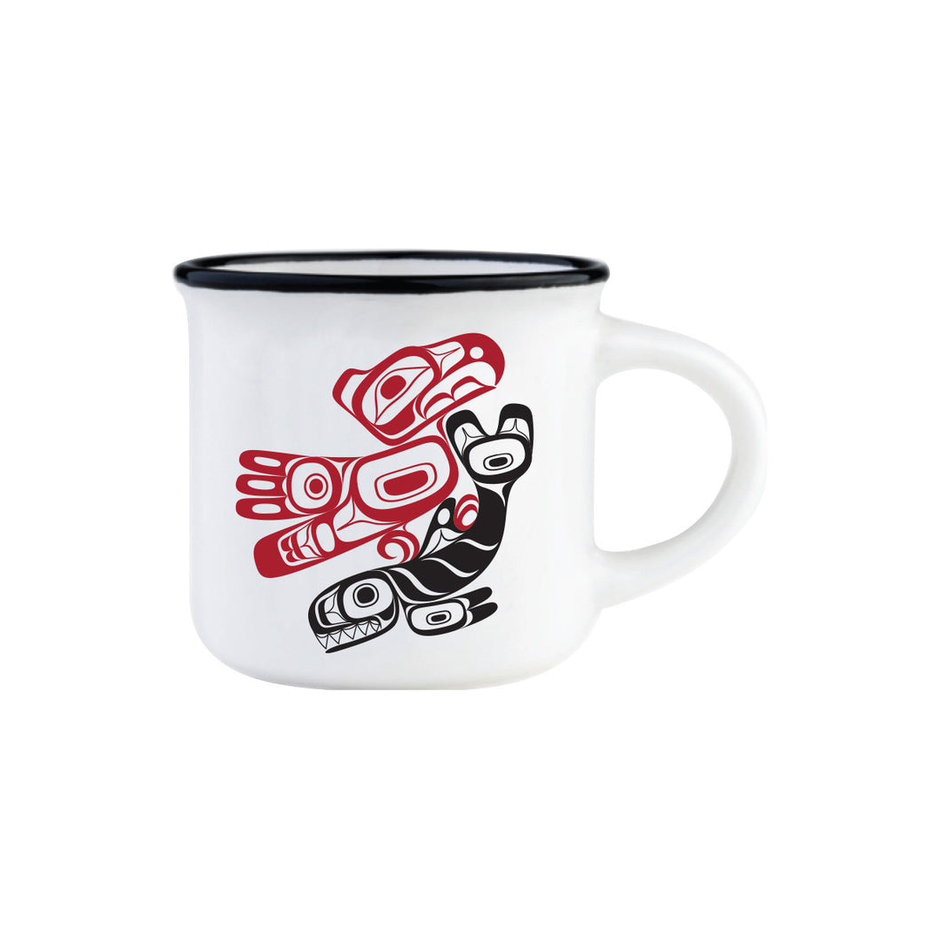 3 oz. Ceramic Mug (Thunderbird and Orca) by Corey Bulpitt
