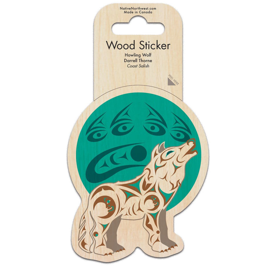Wood Sticker - Howling Wolf by Darrell Thorne
