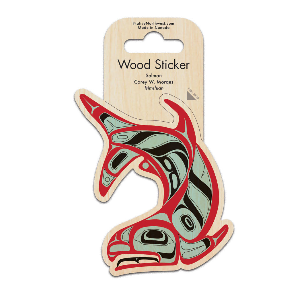 Wood Sticker - Salmon by Corey W. Moraes