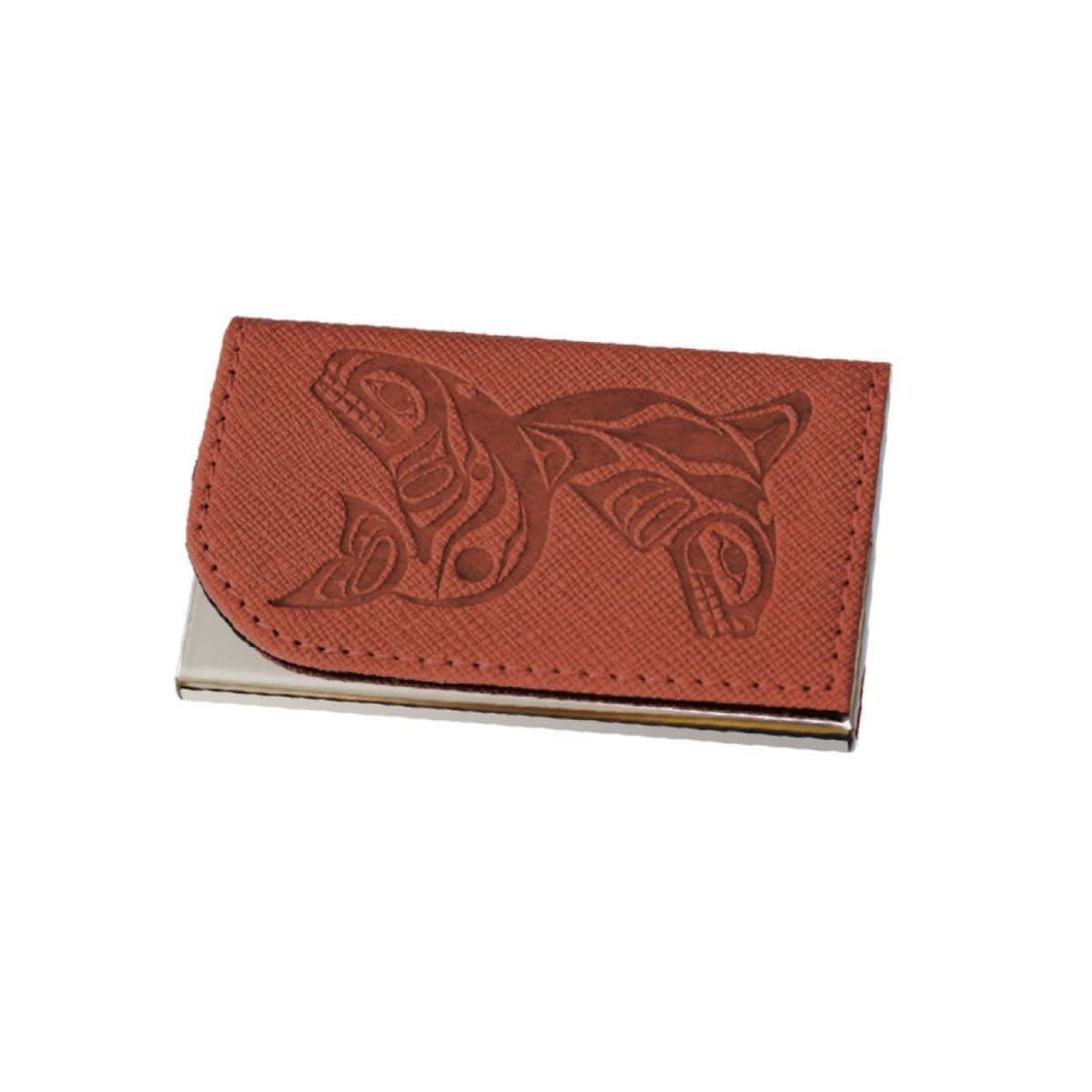 Card Holder - Whales by Paul Windsor, Brown