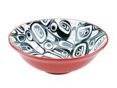 Extra Large Bowl Red/Black Raven by Kelly Robinson