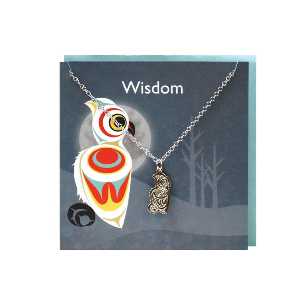Pewter Charm Greeting Card - Spirit Owl by Maynard Johnny Jr