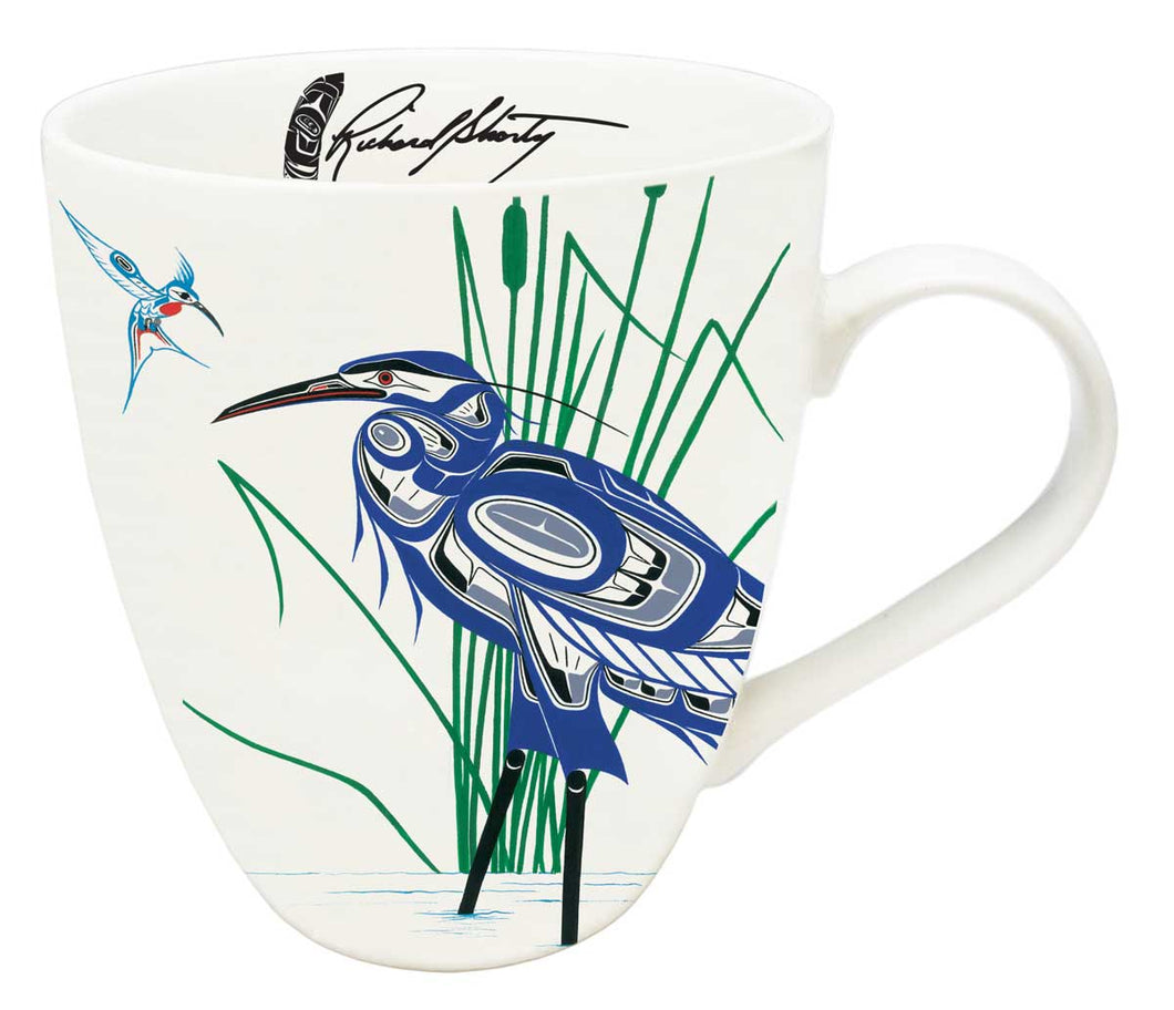18 oz. Mug - Hummingbird & Blue Heron - Richard Shorty
