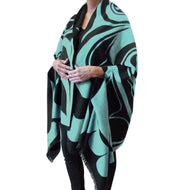 Reversible Fashion Cape - Eagle by Roger Smith (Black/Teal)