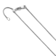 Sterling Silver Adjustable Rhodium Plated Box Chain (1.2mm)