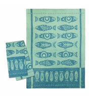 Tea Towel -Salmon in the Wild (Blue) by Simone Diamond